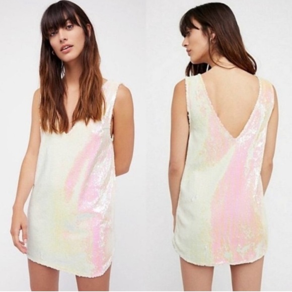 Free People Intimately Opal Iridescent Sequin Slip Mini Dress - Picture 1 of 11